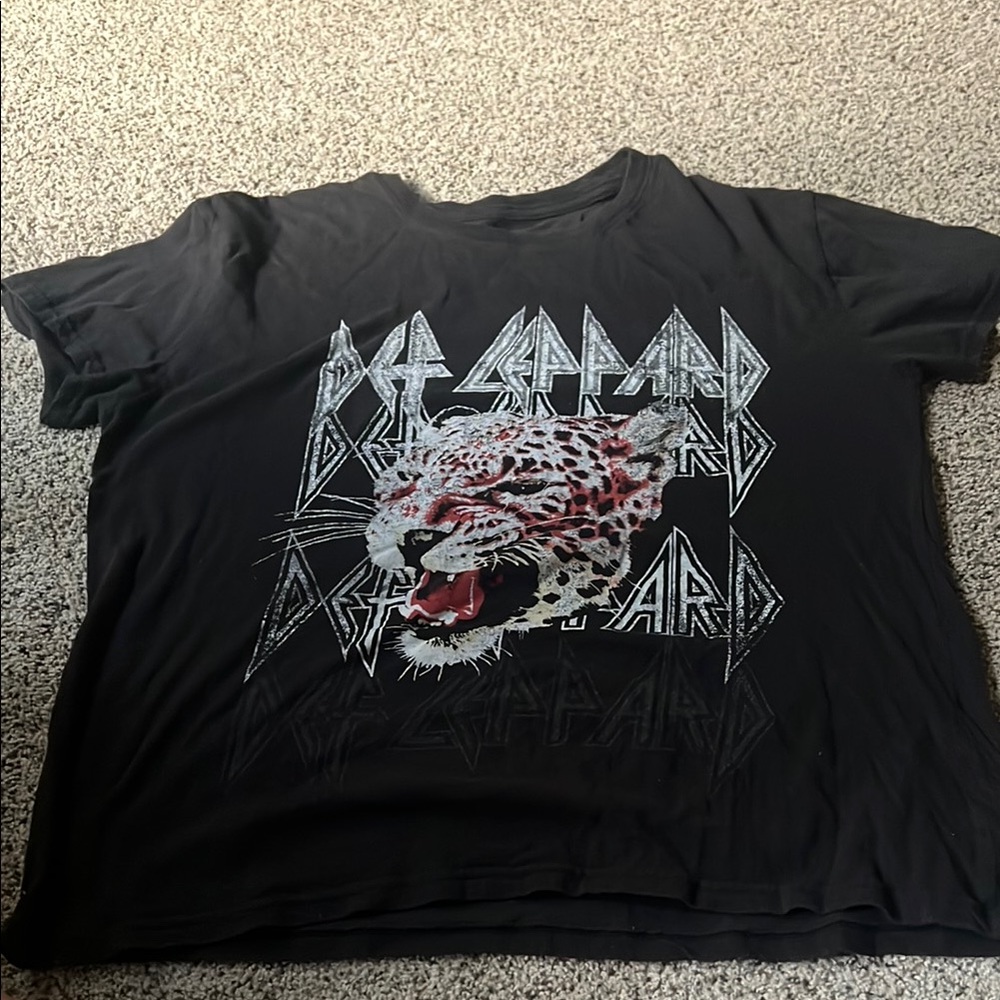 Black Graphic T-Shirt with Leopard Design